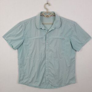 Simms Fishing Shirt Mens Blue Size XL Breathable Lightweight Plaid Zip Pockets